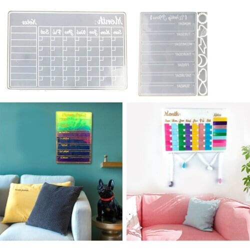 Memo Pad Calendar Silicone Mold DIY Calendar Week Calendar Month Memo Board Mirror Crystal Epoxy Resin Mold