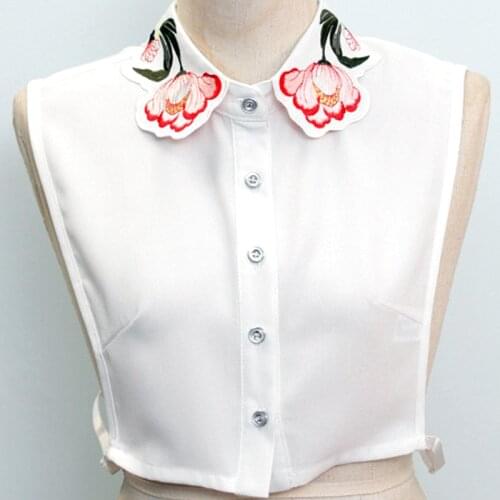 Blouse Shirt detachable fashion sweater Exclusive vest necklace Embroidered large red vest shirt blouse collar