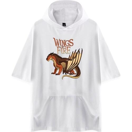 BSLNXNMA Wings of fire 2D Men/Women Hooded Tshirt Solid Color t-shirts Summer Short Sleeve Hooded