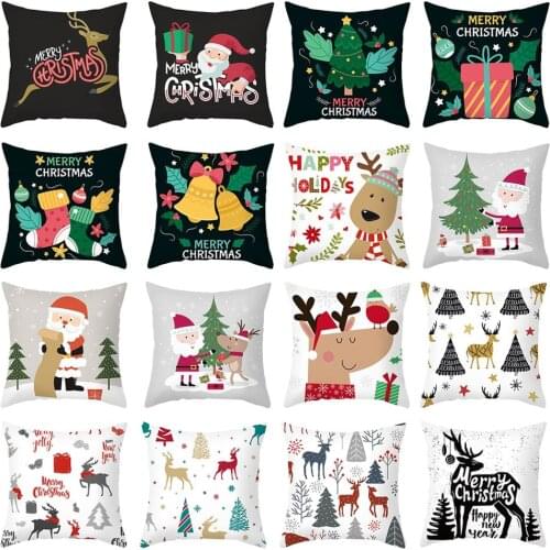 HUIRAN Christmas Cushion Cover Merry Christmas Decorations for Home Navidad 2020 Noel Decor Christmas Ornaments New Year 2021