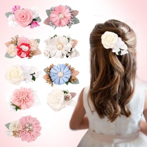 Artifcial Flowers Hair Clips for Baby Kids Hair Accessories for Girls Hair Pins Barrettes Bb Clips Scrunchie Pinzas Para El Pelo