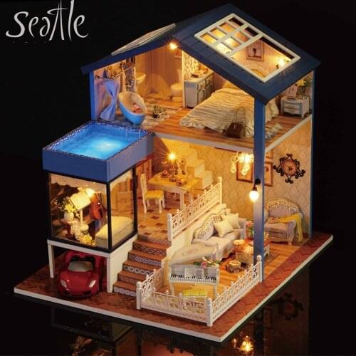 CUTE ROOM Miniature Doll House DIY Wooden Dollhouse with Furniture Educational Toys for Children New Year Christmas Gift
