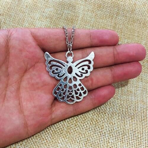 Fashion Bijoux Femme Collier Guardian Angel Heart Pendant Necklace Men Statement Necklace Women Choker Boho Jewelry