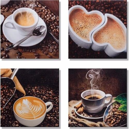 4 Panels Canvas Painting Fragrant Coffee Beans Print Painting On Canvas Wall Art modular pictures Kitchen Home Decor Unframed