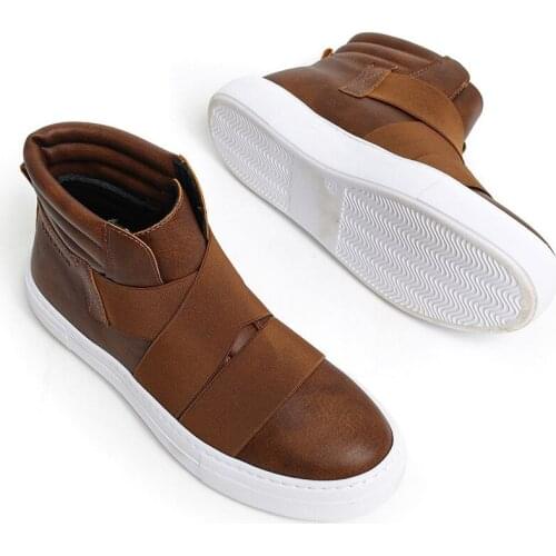 Chekich Mens Boots Tan Color Faux Leather Elastic Band Closure Type Spring & Fall Seasons Slip On Wear Sneakers Wedding Trend Footwears Solid Basic Comfortable Brown Odorless High Top Sewing Base Formal Suits CH023 V6