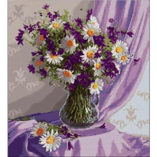 Lilac still life Wildflower Cross Stitch Kits Needlework sewing 14CT Unprinted Embroidery Top Quality DIY Handmade Decoration