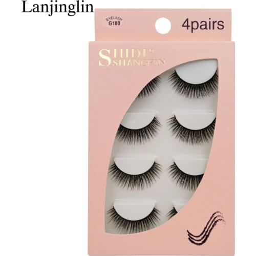 False Eyelashes 3/4 Pairs 3D Mink Lashes Wispy Fluffy Makeup Dramatic False EyeLashes Full Strip Thick Long Lashes Faux Cils