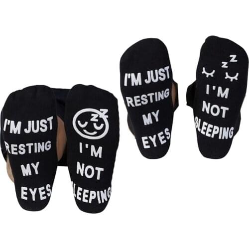 Unisex Novelty Funny Saying Ankle Socks I Am Not Sleeping Just Resting My Eyes Letters Crew Hosiery Birthday Gifts