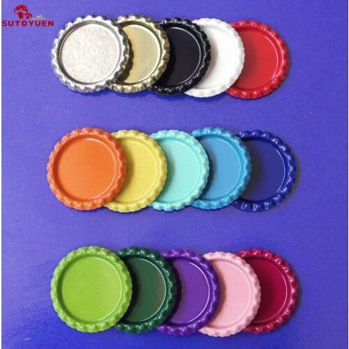 New Arrival 12 Colors Both Side Color Metal flattened bottle caps Without Holes Flat Bottlecaps for Necklace Jewerly Hairbows
