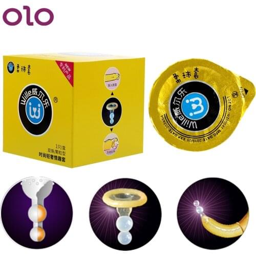 OLO 1pcs/3pcs Double Beads Massage Condom Dotted Condoms for Men Vagina G-spot Stimulation Ejaculation Delay Sex Products