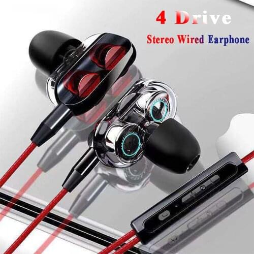 Dual Drive Stereo Wired Headphones With Mic In-Ear Sport Headset Handsfree Earphones Earbuds For IPhone Samsung Huawei Xiaomi