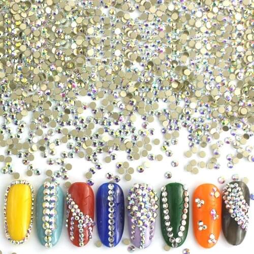 Clear Rhinestones Crystal AB Flat-back Glass Nail Art Decorations Manicure Nails Design Gems 3D Nail Art