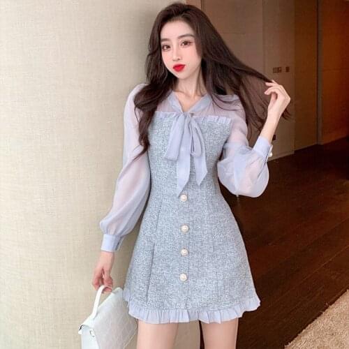 Blue dress with ruffles, Japanese style, fashion, kawaii, cute, JK Harajuku college student