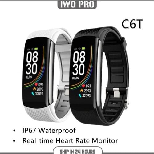 C6T Body Temperature Smart Bracelet Watch Waterproof Heart Rate Monitor Smartband Wristband Fitness Health Tracker Smartwatch