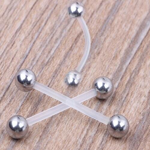 Steel Bar UV Ball PTFE Bio Flex 14g Navel Piercing Pregnant Belly Ring Clear Pregnancy Belly Ring belly button piercings