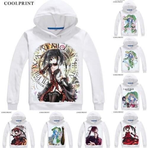 DATE A LIVE Hoodies Men Hip Hop Anime Hoodie Kurumi Tokisaki Yoshino Cosplay Anime Sweatshirts Women