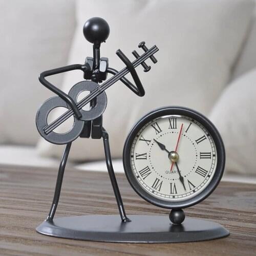 Vintage Metal Musical Clock Home Decoration Iron Model Antique Clock Desk and Table Clock Simple Time Recording Accessories