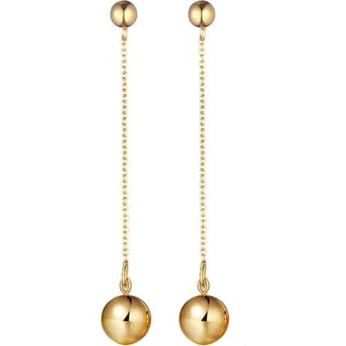 New Stainless Steel Big Ball Drop Earrings For Woman Girls Exaggerated Geometry Long Dangle Earrings Fashion Jewelry