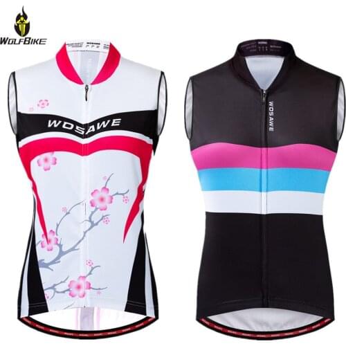 Wolfbike Summer Womens Cycling Vest Jersey Breathable Anti-Sweat Sleeveless Shirts MTB Bike Riding Gilet Tights Bicycle Jerseys