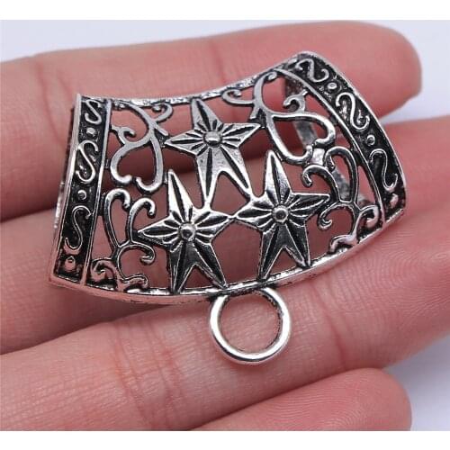 WYSIWYG 2pcs 43x36x23mm Star Scarf Bail Beads Fit For Jewelry Making DIY Scarf Bail Beads Charm Scarf Buckle