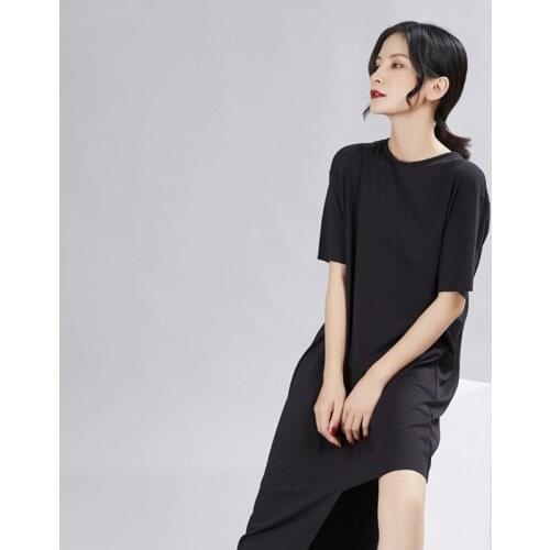 2020 Cotton Limited Dress Maxi Dress Plus Size Women Vestidos Mujer Vadim Sale New Free Shipping Irregular Hem T-shirt Ribbon
