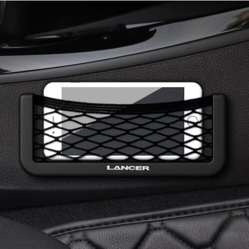 1pcs Car Seat Side Back Storage Net Bag Phone Holder Pocket Organizer for Mitsubishi Lancer accessories car styling