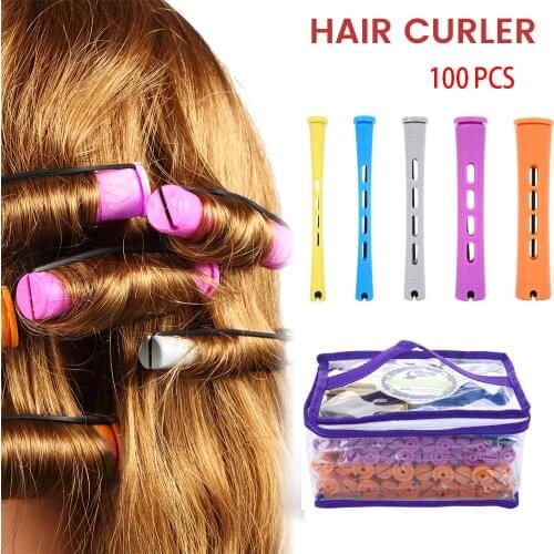 100Pcs Hair Curler Professional Perming Curling Waves Rods Hair Rollers Salon DIY Styling Perm Curlers Tool Kit Hair StylingTool
