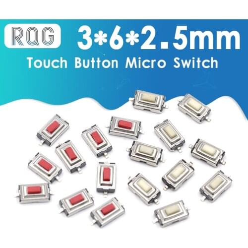 100PCS SMD 3*6*2.5 MM Tactile Tact Push Button Micro Switch Momentary 2 Pins 3x6x2.5H For MP3 MP4