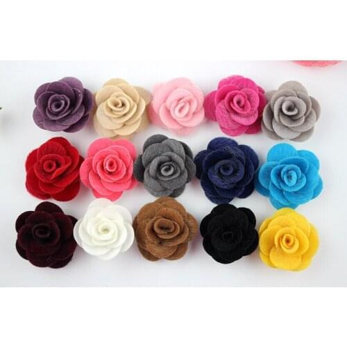 150 pcs/lot , 2.1" Fabric Rose Flowers Floral Applique for Wedding Hair Accessories