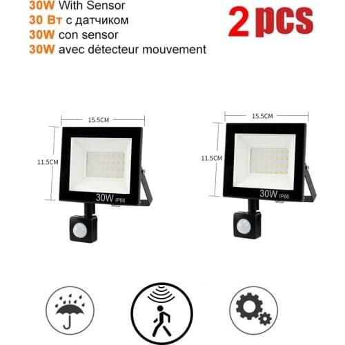 2 pcs 220V 10-100W LED FloodLight Spotlight Exterior Street wall reflector LED Light Steps Lamp Light-sensitive Lights Security