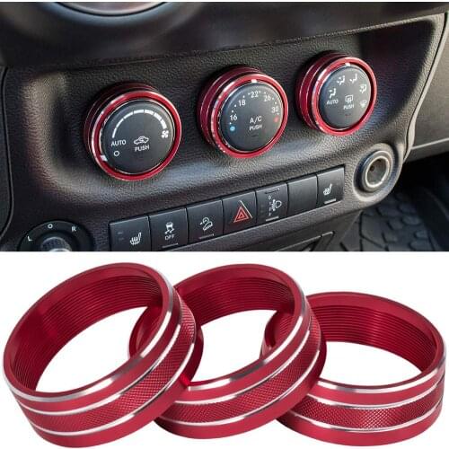 3 Pcs Air Conditioning Switch Knob Decoration Ring Aluminum Alloy Internal Modification Parts