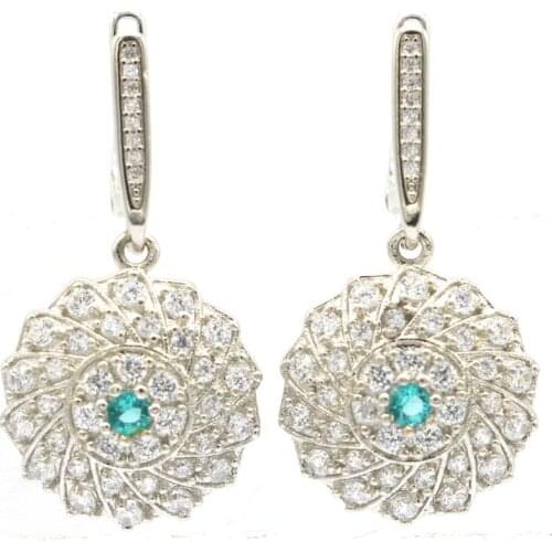 36x18mm 2021 New Arrival Created Aquamarine Smoky Topaz Bright Zircon Gift For Womans Daily Wear Silver Earrings