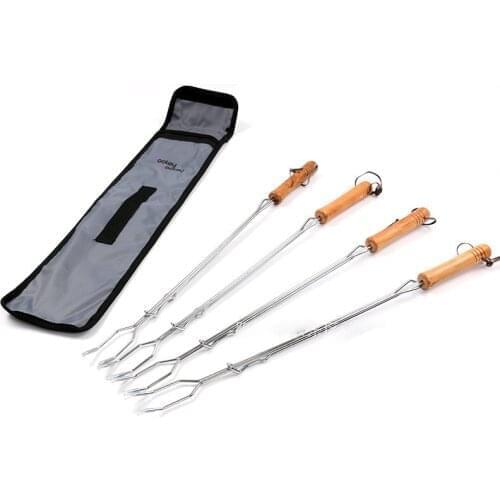 4PC/Set Telescopic Stainless Steel BBQ Forks Metal Barbecue Skewers Outdoor Camping Roasting Sticks BBQ Tools Accessories