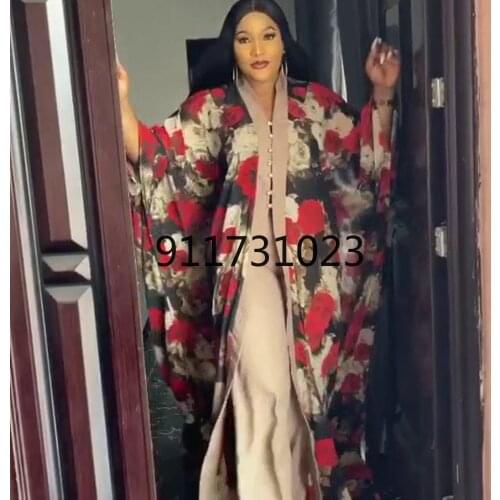 African Clothes 2 Piece Set Women Autumn Summer 2021 Africa Clothing High Quality Chiffon Digital Print African Dress Plus Size