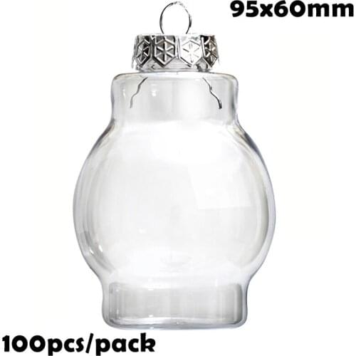 Free Shipping DIY Paintable/Shatterproof Clear Christmas Decoration Ball 95*60mm Fillable Plastic Lantern Ornament, 100/Pack