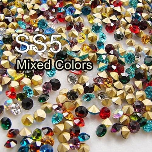 More than 15colors MIX SS5 /1.70-1.80mm Point Back Rhinestone chatons rhinestones Fancy Crystal stones 1440pcs/bag