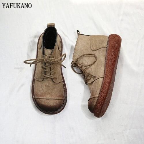 Martin Boots Literary Retro Made Old Round Toe Lace-Up Short Boots Comfortable Casual Ankle Boots Thick Bottom Big Head Shoes