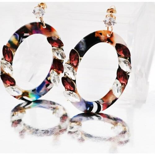 Brincos Wedding Earrings Bohemian Fashion Geometric Earrings Color Rhinestone Statement Dangle Earrings Women Acrylic Earrings