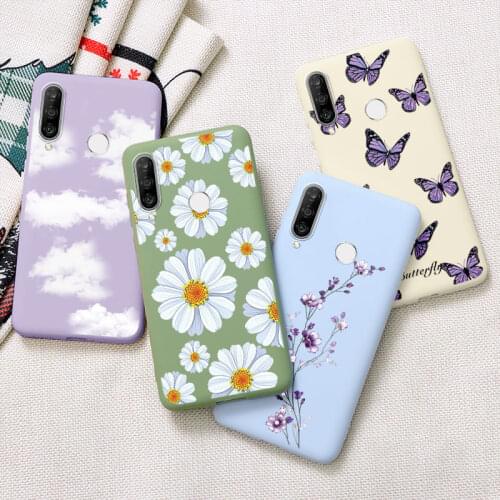 For Huawei P30 Lite Case Soft TPU Silicone Protective Bumper For Huawei P30lite New Edition 2020 Flower Cloud Matte Back Cover