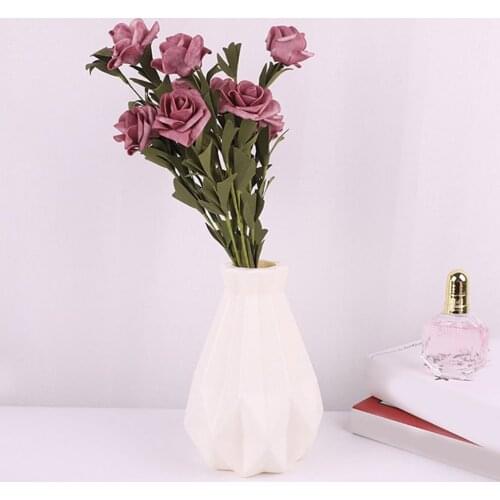 Home Flower Vase Decoration Home Plastic Vase Modern Creative White Imitation Ceramic Flower Pot Hydroponic
