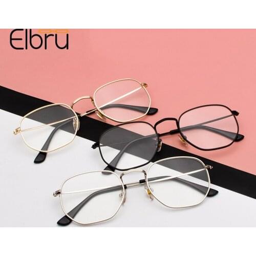 Elbru Polygon Metal Reading Glasses Comfort Clear Lens Presbyopic Eyeglasses Optical Spectacles Unisex With Degree +1.0 to +4.0