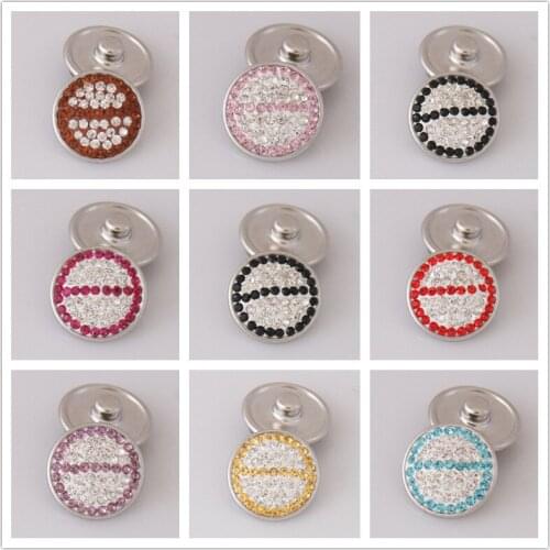 Hot Round stop sign 18MM Rhinestone&clay manual snap buttons Shambala snap buttons fit DIY 18mm snap jewelry wholesale