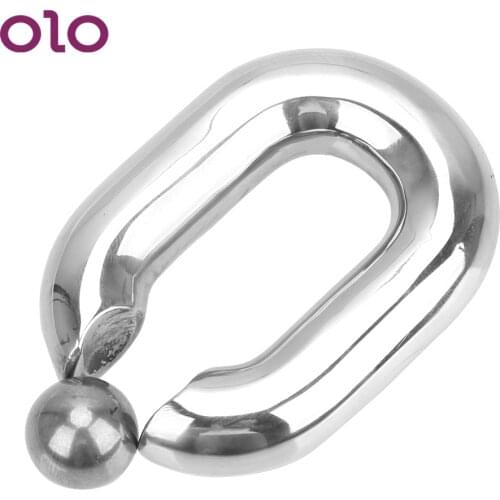OLO Stainless steel Penis Rings Sex Toys Male Heavy Duty Ball Scrotum Stretcher Metal Penis Bondage Cock Ring Delay Ejaculation