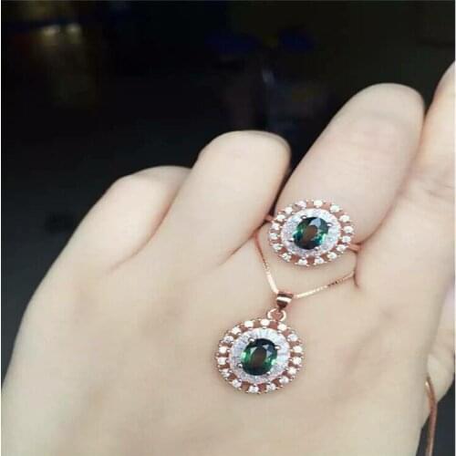 Free Shipping Natural sapphire jewelry set Natural Real star sapphire 925 sterling silver 1pc pendant,1pc ring