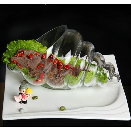 Creative Snail Shape Transparent Glass Art Concept Tableware Restaurant Plate Serving Plate Salad Transparent Plate Dinner
