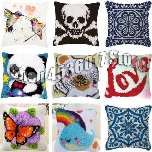 Cute Animals Series DIY Segment Embroidery Materials Package Latch Hook Pillow Kits Coarse Wool Cross Stitch Supplies klink haak