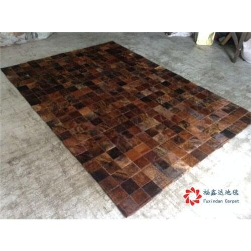 Fashionable art carpet 100% natural genuine cowhide leather non slip mat