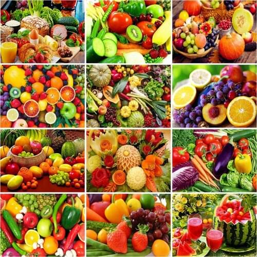 MomoArt 5D DIY Diamond Embroidery Fruit Rhinestone Art Diamond Painting Kitchen Landscape Cross Stitch Mosaic Home Decorations