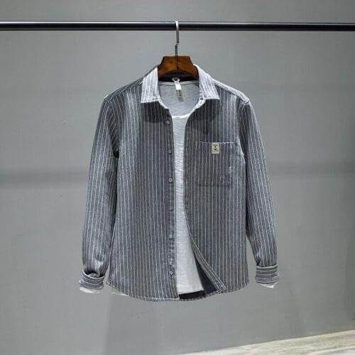 Suehaiwes brand Italy striped velvet warm shirt men autumn and winter long-sleeved shirts for men casual fashion shirt mens