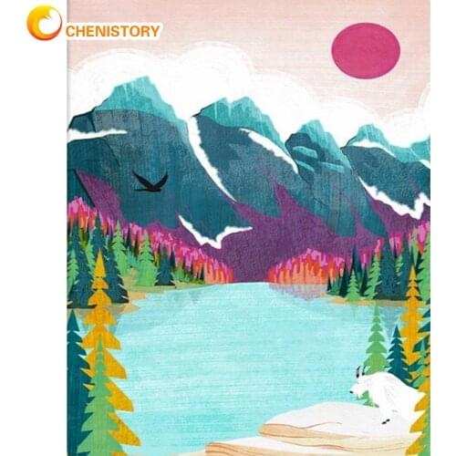 CHENISTORY Oil Painting By Numbers For Adults Handmade DIY Gift Sunset Scenery Picture 40x50cm Frame On Canvas Home Decor Art
